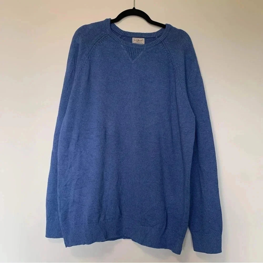 L.L. Bean blue  cotton cashmere blend sweater